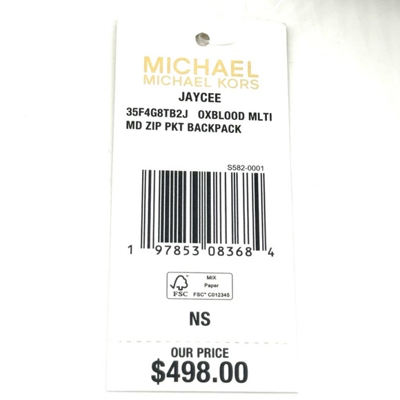 Michael Kors Jaycee Medium Zip Pocket Backpack Ox Blood Multi - Picture 12 of 12